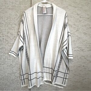 NWT Chicos Open Knit Eru Ruana Women's Cardigan Sweater Sz XL Shine Plaid